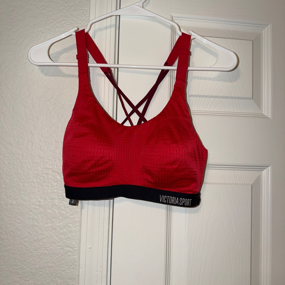 Victoria's Secret Red & Black Strappy Sports Bra